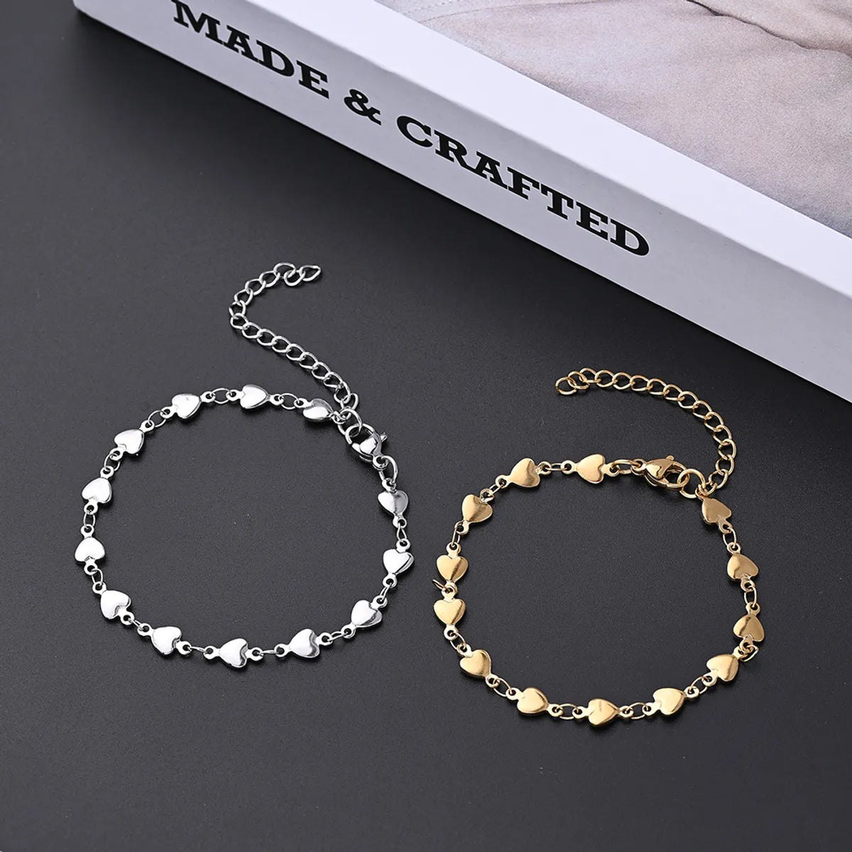 Ladies elegant bangles-Casual Cute Heart Shape 304 Stainless Steel Gold Plated Bracelets In Bulk