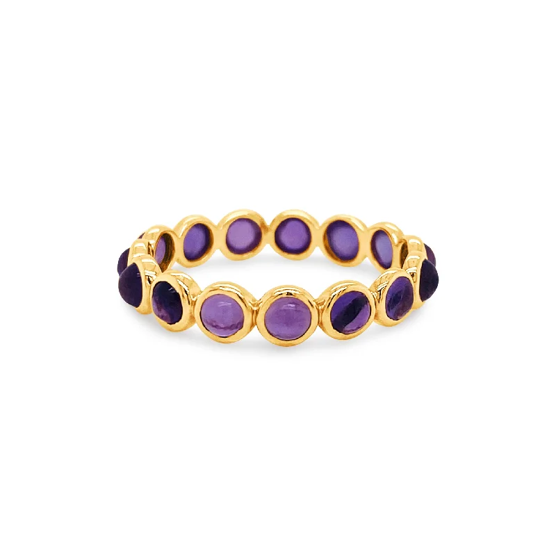 Ladies oval rings-Gemstone Round Ring In 18K Yellow Gold