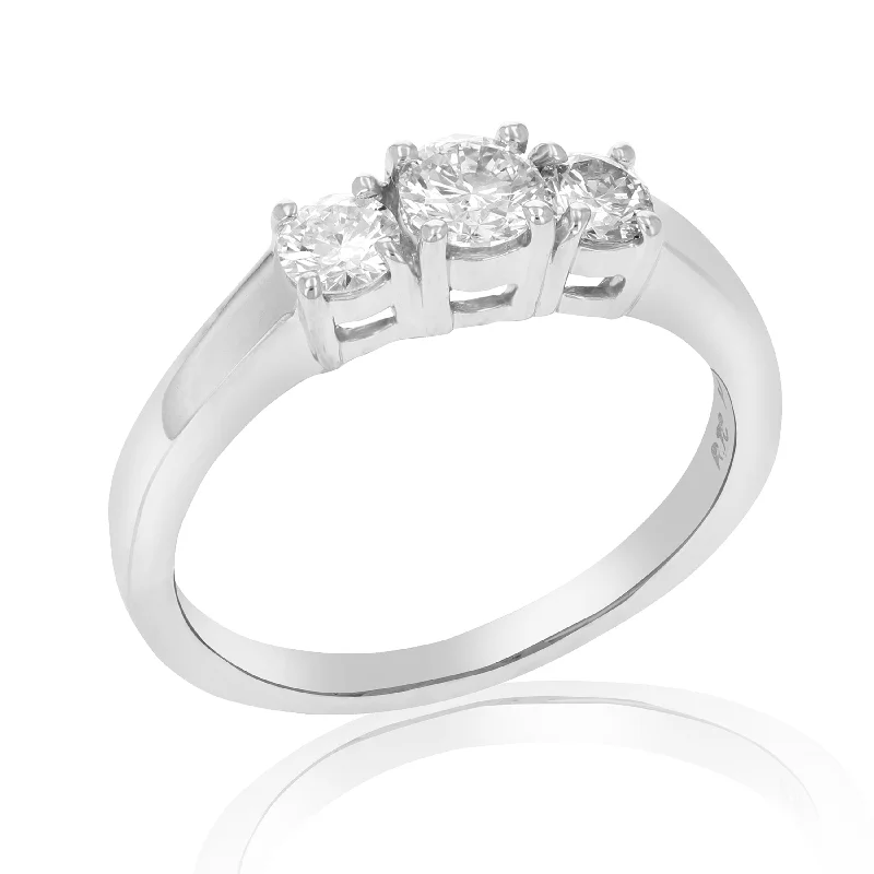 Ladies twist engagement rings-0.60 cttw Certified 3 Stone Diamond Engagement Ring 14K White Gold SI2-I1