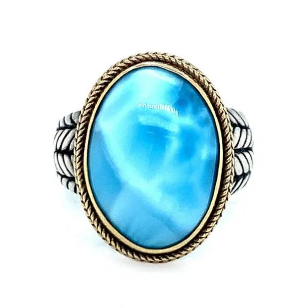 Ladies sapphire engagement rings-Cabochon Larimar Ring