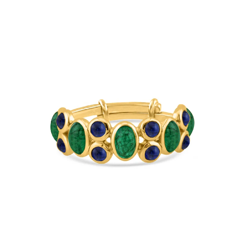 Ladies wedding ring sets-Gemstone Ring In 18K Yellow Gold