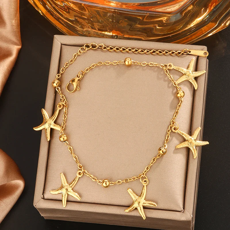 Gold Five-Pointed Star Anklet