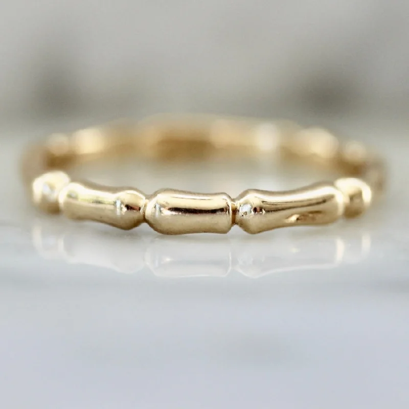 Ladies vintage-inspired rings-Bamboo Grande Gold Band