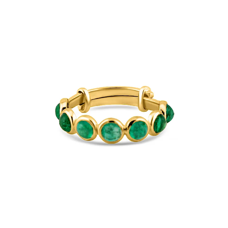 Ladies classic rings-Gemstone Round Ring In 18K Yellow Gold