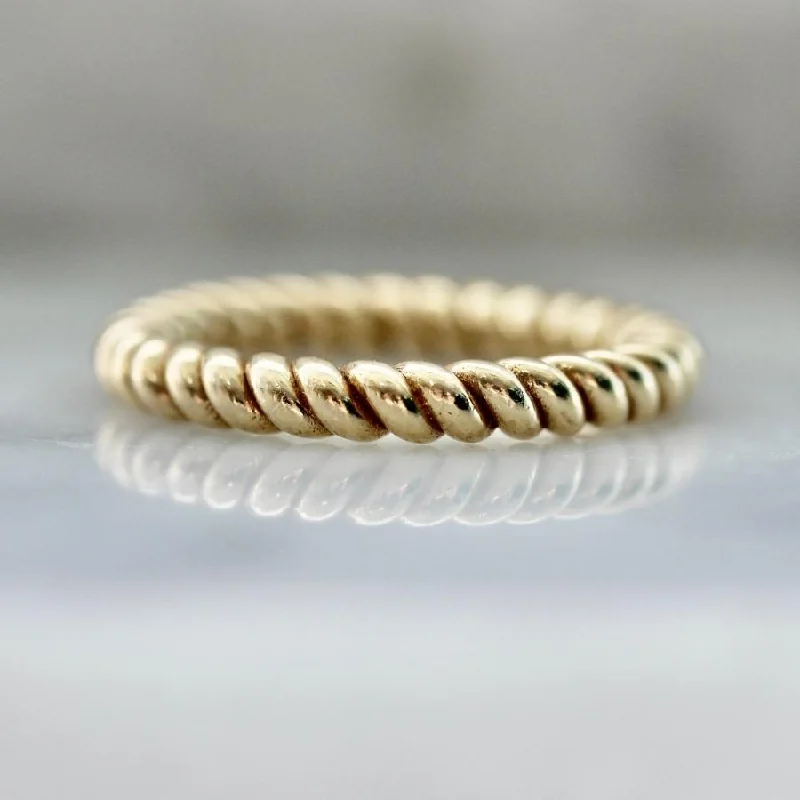 Ladies halo engagement rings-Braided Gold Band