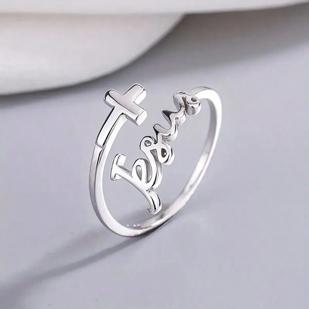 Ladies thin rings-Simple Style Cross Letter Silver Plated Alloy Wholesale Open Rings