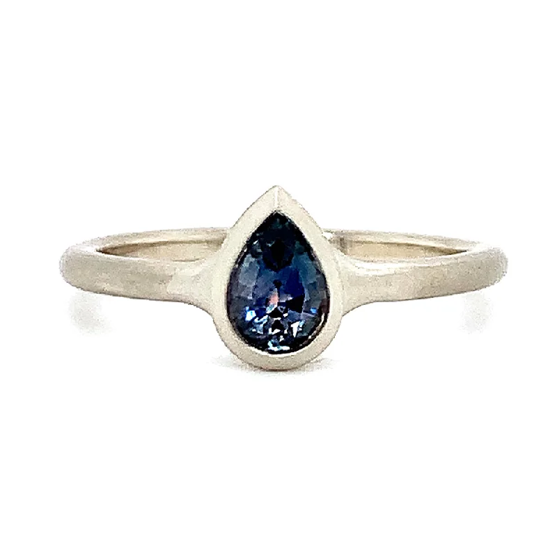 Ladies gold promise rings-White Gold and Pear Montana Sapphire Ring - "Afina"