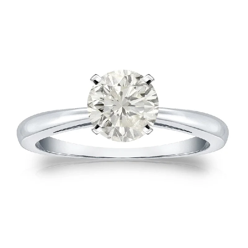 Ladies vintage engagement rings-Auriya Platinum 1ctw Round Solitaire Diamond Engagement Ring (J-K, I1-I2)