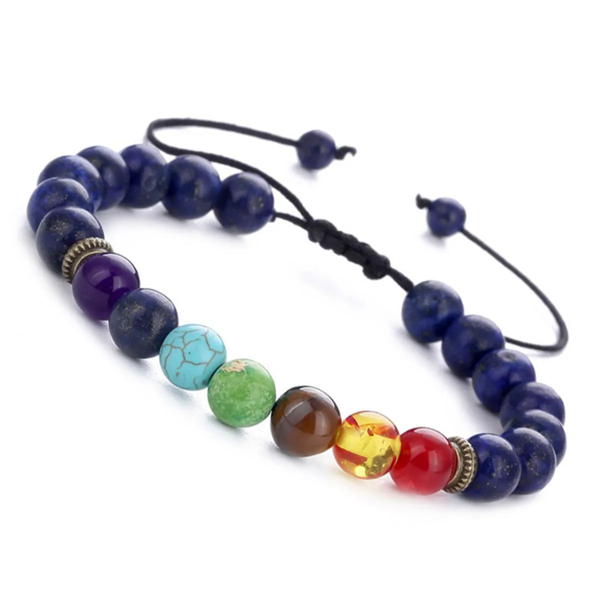 Ladies multi-strand bracelets-Ethnic Style Round Stone Beaded Unisex Bracelets