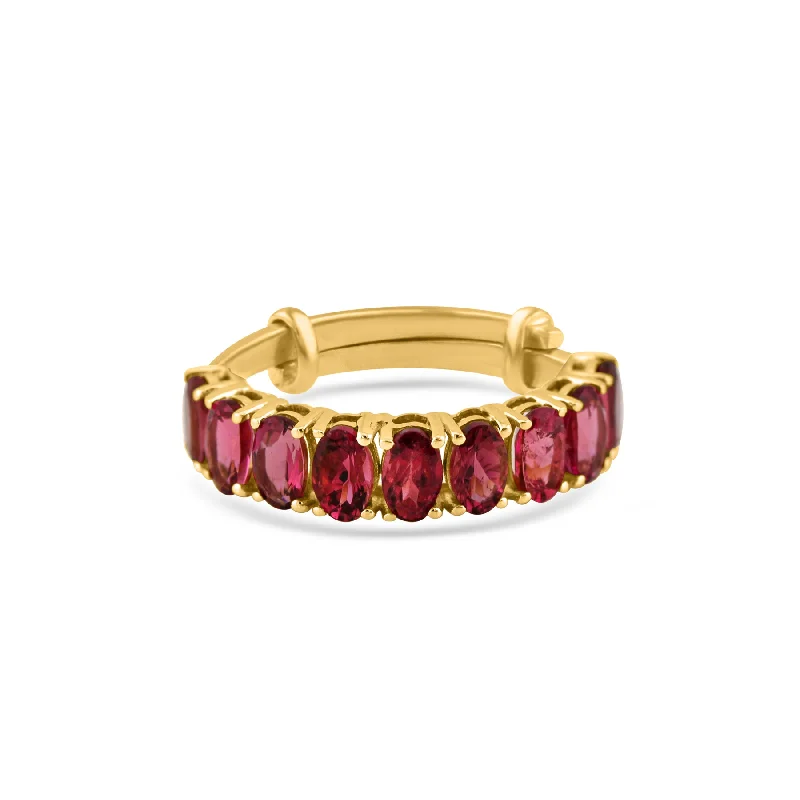 Ladies eternity rings with diamonds-Pink Tourmaline Ring In 18K Yellow Gold