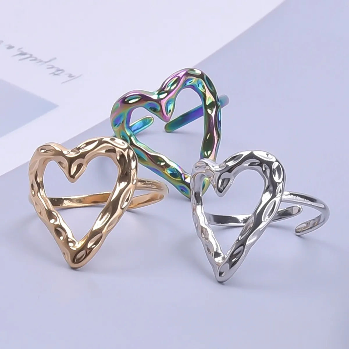 Ladies signet rings-Simple Style Heart Shape Stainless Steel Polishing Rings