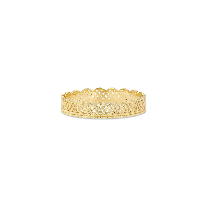 Ladies stackable diamond rings-Lace Band