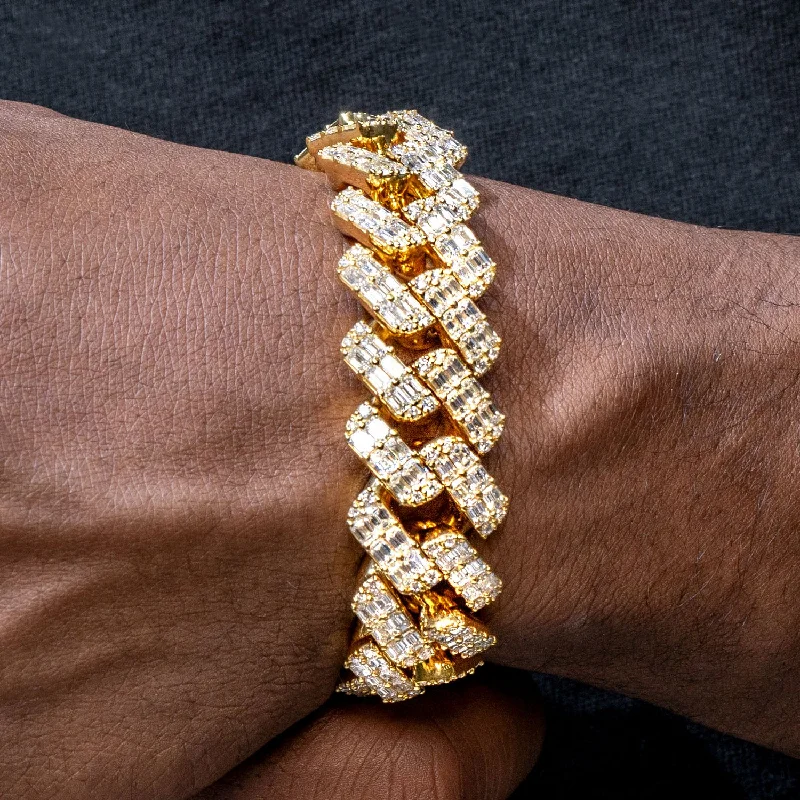 Ladies chain bangles-High End Jewelry - Iced Out Miami Cuban Baguette Bracelet