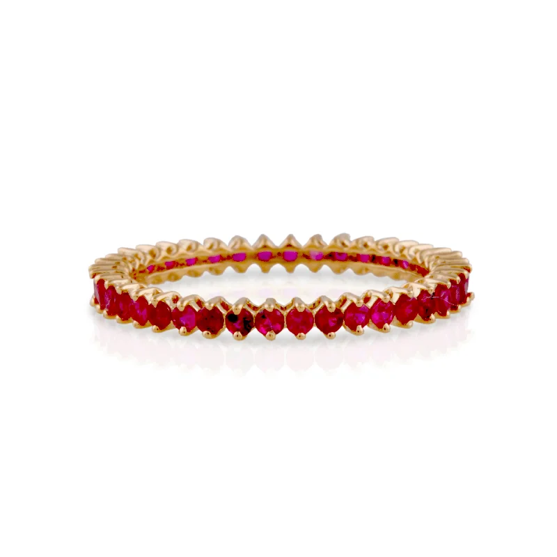 Ladies chunky rings-Ruby Round Ring In 18K Yellow Gold