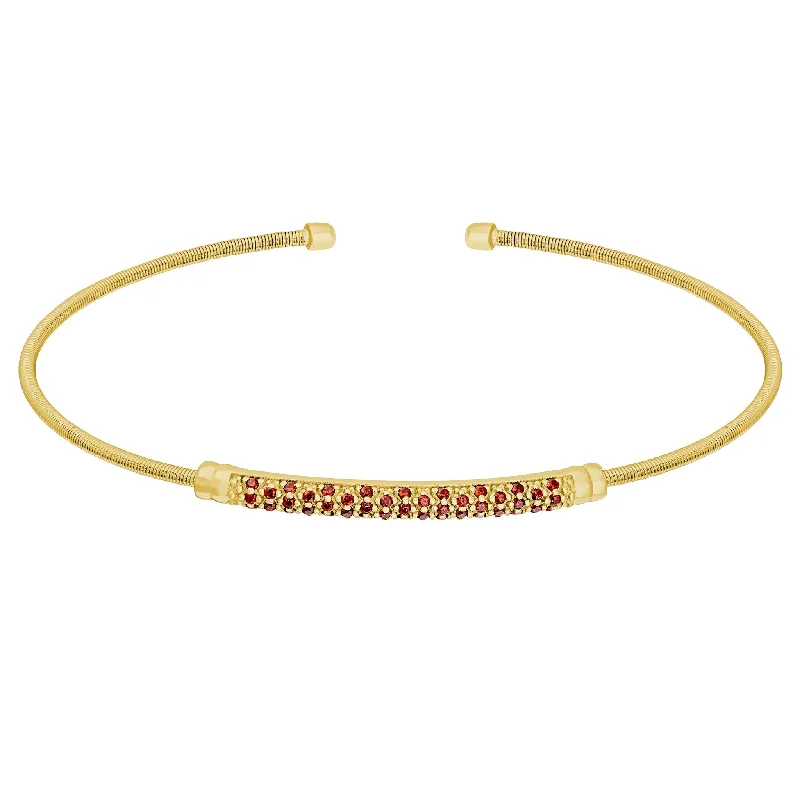 Ladies tennis bangle bracelets-Birthstone Flexible Cable Bracelet with Simulated Gemstones