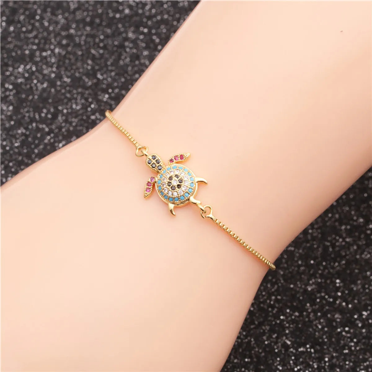 Ladies twisted bracelets-Trendy Models Jewelry Micro-set Zircon Turtle Adjustable Ladies Bracelet Wholesale Gooddiy