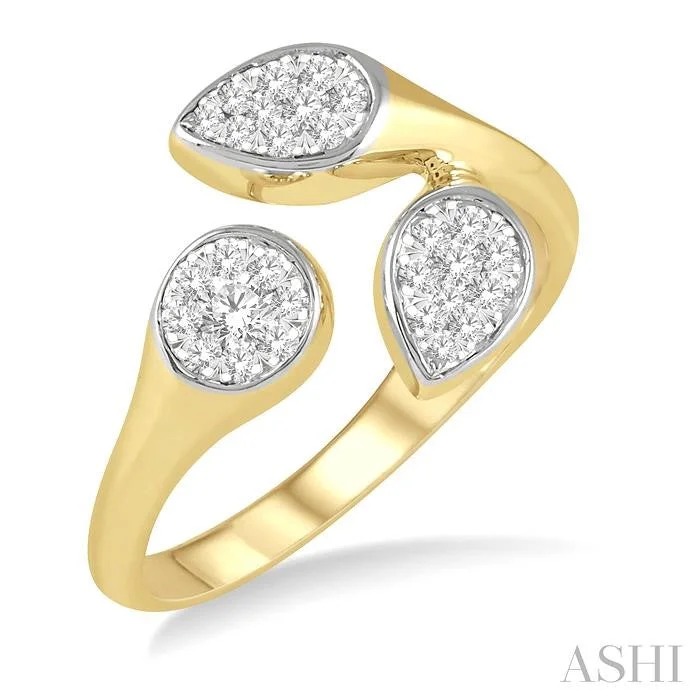 Ladies rose gold rings-MIXED SHAPE LOVEBRIGHT DIAMOND FASHION OPEN RING