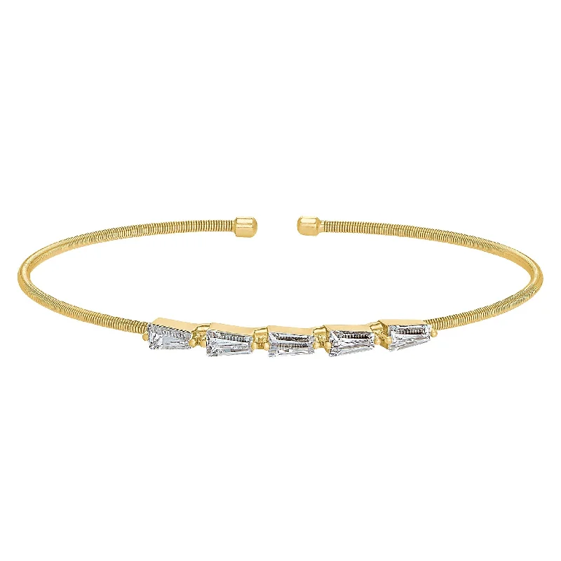 Ladies twisted bangle bracelets-Tapered Baguette Simulated Diamonds Flexible Cable Bracelet