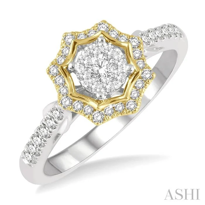 Ladies vintage diamond rings-ROUND SHAPE HALO LOVEBRIGHT DIAMOND FASHION RING