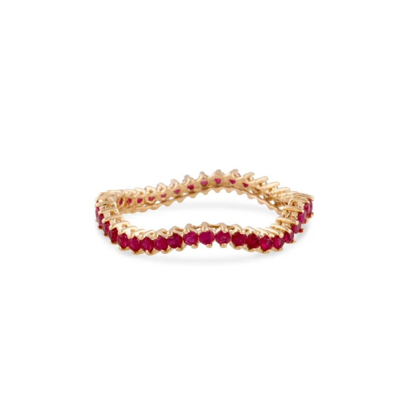 Ladies knot rings-Ruby Round Ring In 18K Yellow Gold