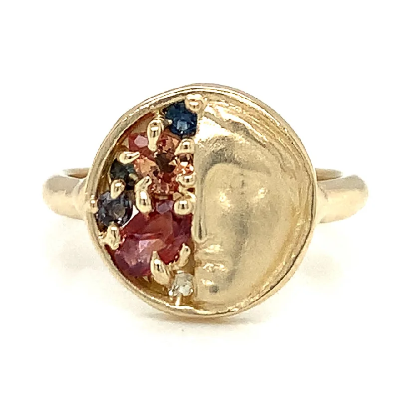 Ladies rings with colorful gemstones-One-of-a-Kind Sapphire & Yellow Gold Ring - "Gold of Memories"