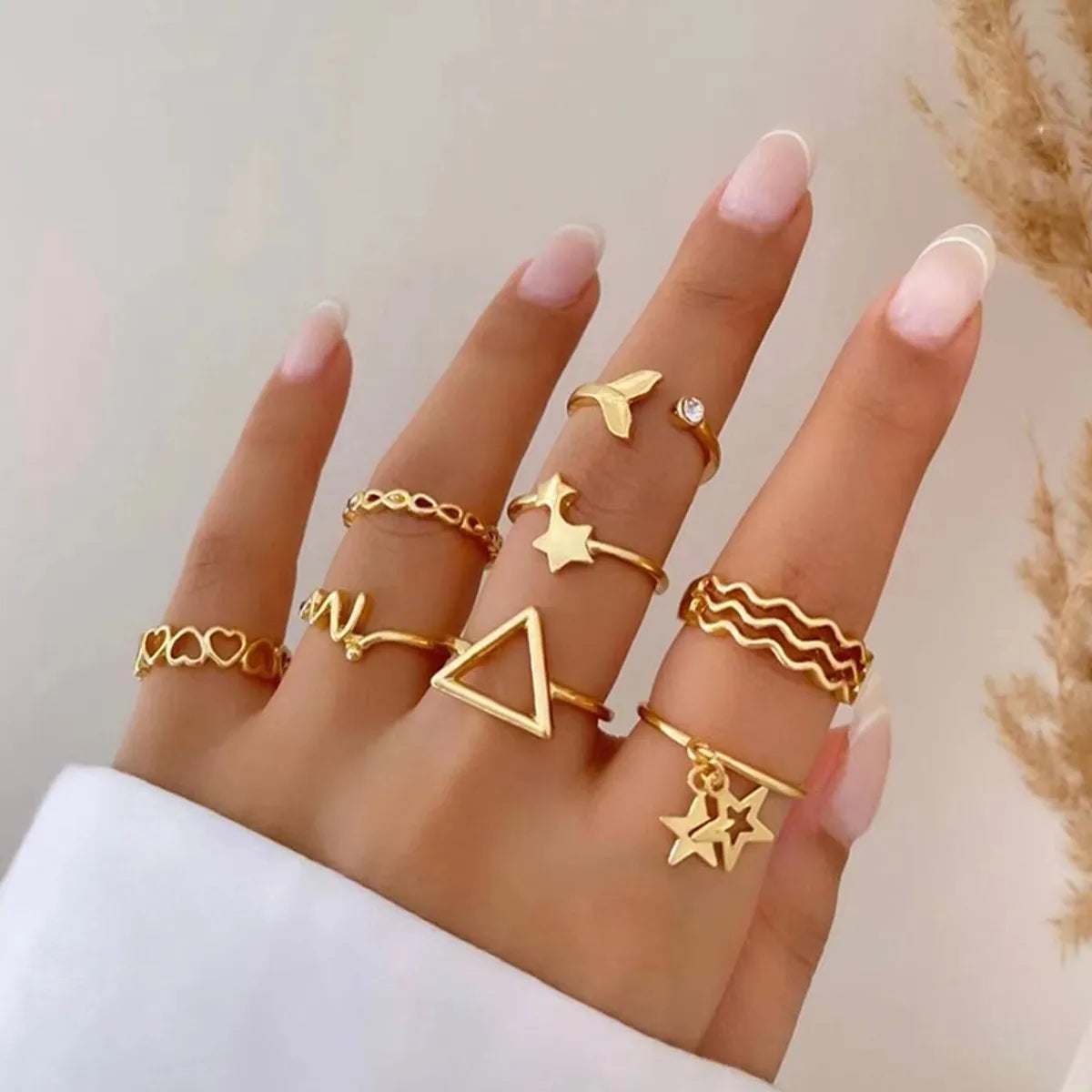 Ladies bridal rings-Simple Style Triangle Star Alloy Inlay Zircon Women'S Rings