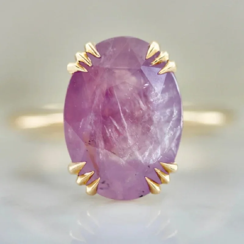 Ladies fashion rings with gemstones-Surprise Party Pink Oval Cut Opalescent Sapphire Ring