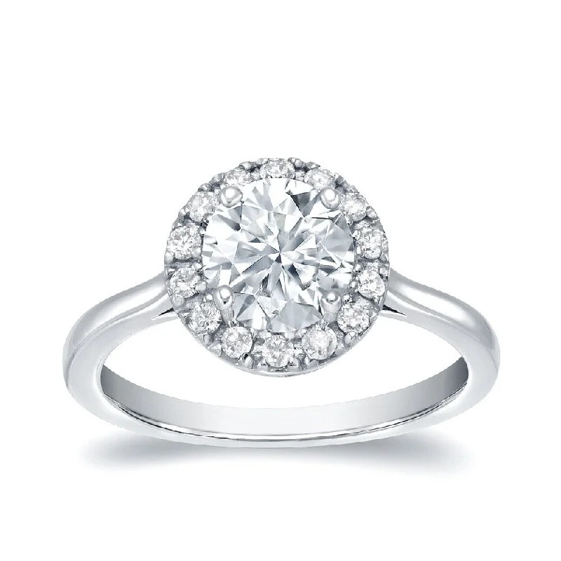 Ladies marquise engagement rings-Auriya 14k Gold 1 1/4ctw Round Halo Diamond Engagement Ring