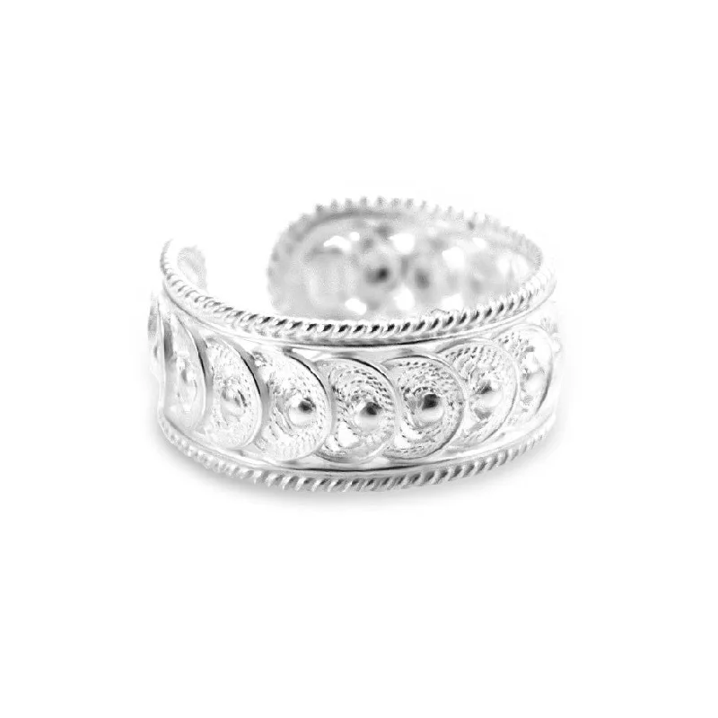 Ladies silver engagement rings-Sterling Silver Filigree Ring