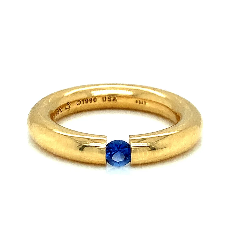 Ladies pearl engagement rings-Montana Yogo Sapphire Tension Ring