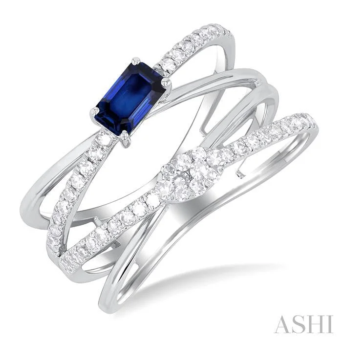 Ladies antique rings-CRISS CROSS GEMSTONE & LOVEBRIGHT DIAMOND FASHION RING