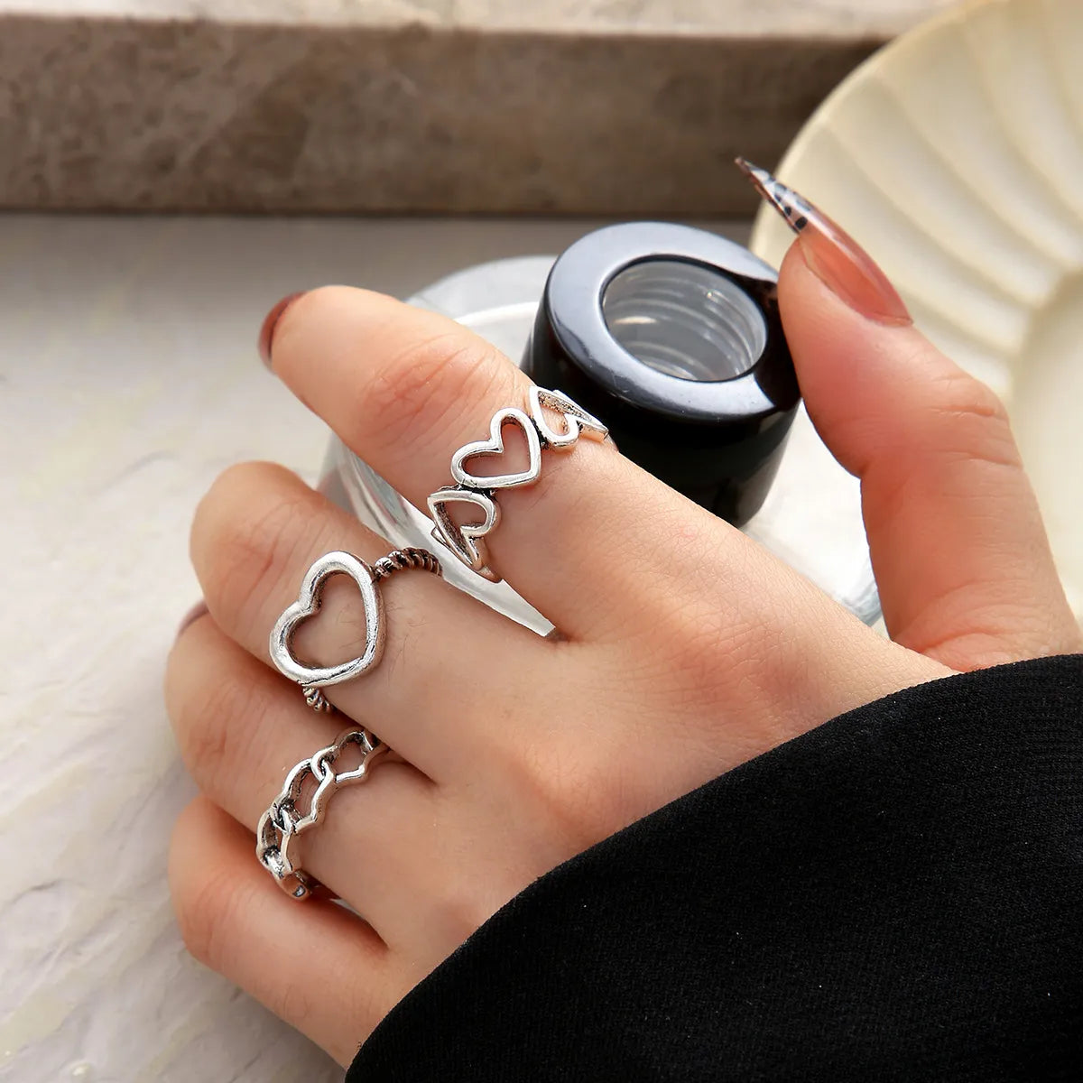 Ladies cluster rings-Ig Style Heart Shape Alloy Plating Women'S Rings