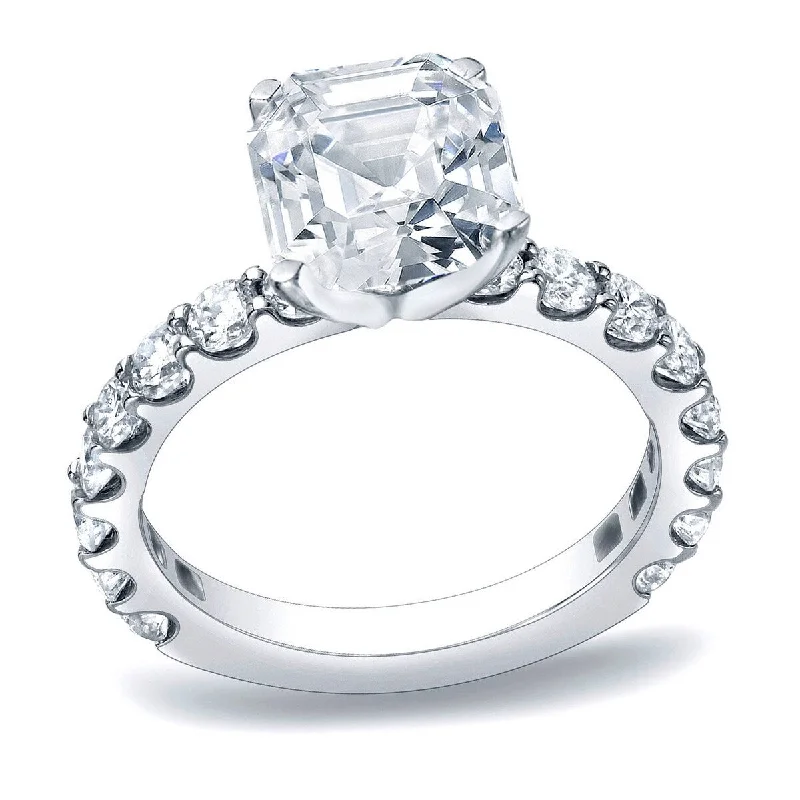 Ladies engagement rings with platinum and diamonds-Auriya 1 3/4ctw Asscher Diamond Engagement Ring Platinum Certified