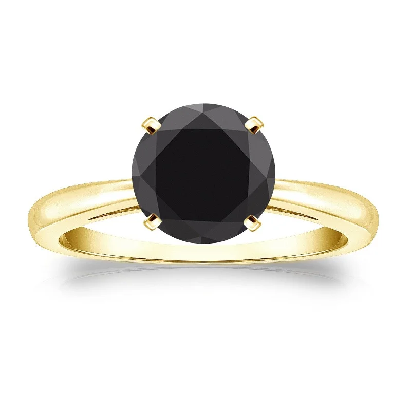 Ladies silver engagement rings with diamond-Auriya 14k Gold 2ctw Round Solitaire Black Diamond Engagement Ring