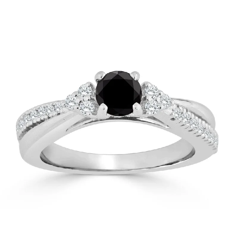 Ladies silver engagement rings with diamond-Auriya 14k Gold 3/4ctw Modern Black Diamond Engagement Ring