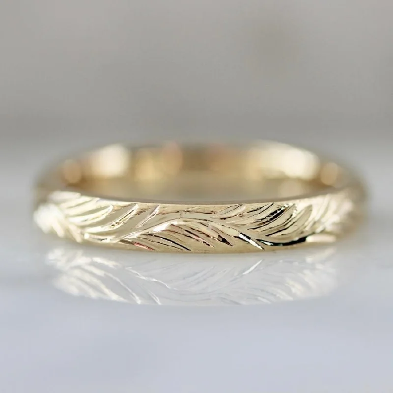 Ladies vintage wedding rings-Castaway Engraved Gold Band