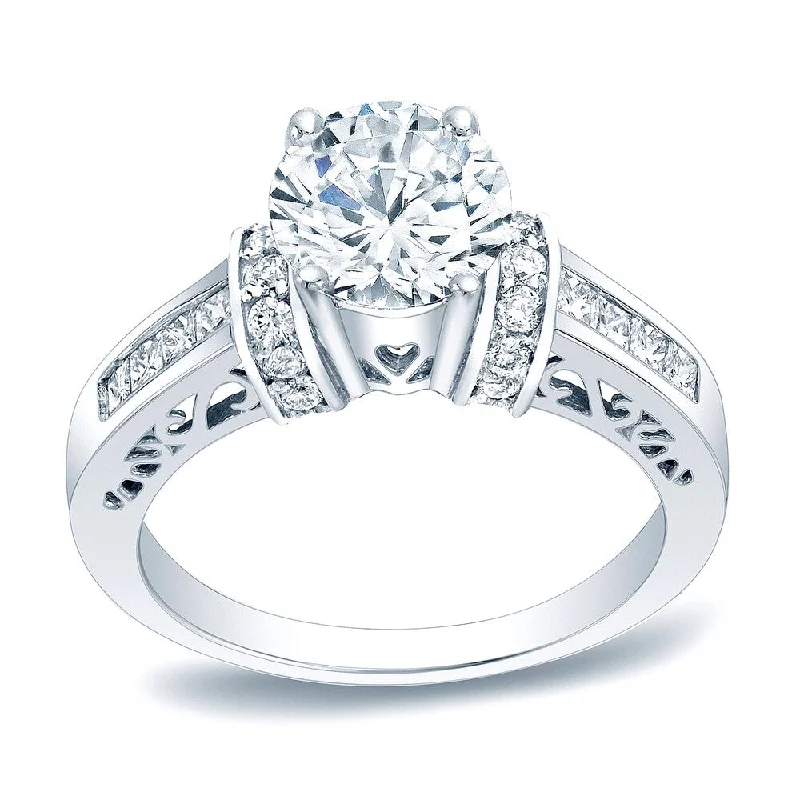 Ladies bezel set engagement rings-Auriya Platinum 1 1/4ct TDW Round Diamond Solitaire Engagement Ring (H-I, SI1-SI2)