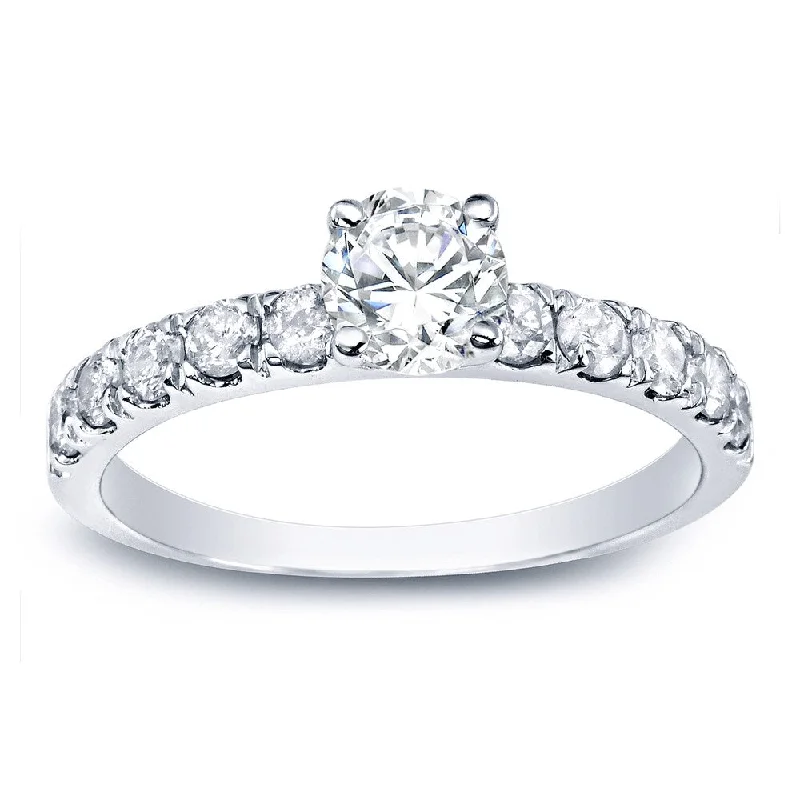 Ladies diamond halo engagement rings-Auriya Platinum 1ct TDW Round Diamond Solitaire Engagement Ring (G-H, I1-I2)