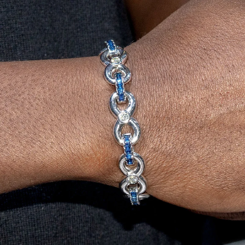 Ladies silver bangles-High End Jewelry - Iced Out Sapphire Bracelet