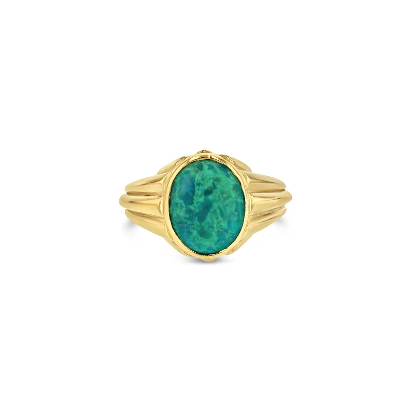 Ladies round rings-Chrysocolla Column Ring - Vertical