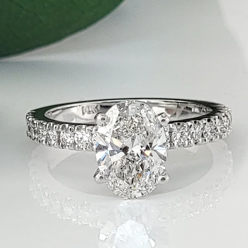 Ladies diamond ring engagement set-Auriya Lab Grown 2 1/3 ct Oval Cut with Hidden Halo Diamond Engagement Ring in 14k Gold (H-I, SI1-SI2)