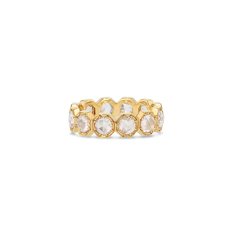 Ladies hammered rings-4mm Crown Bezel Diamond Eternity Ring