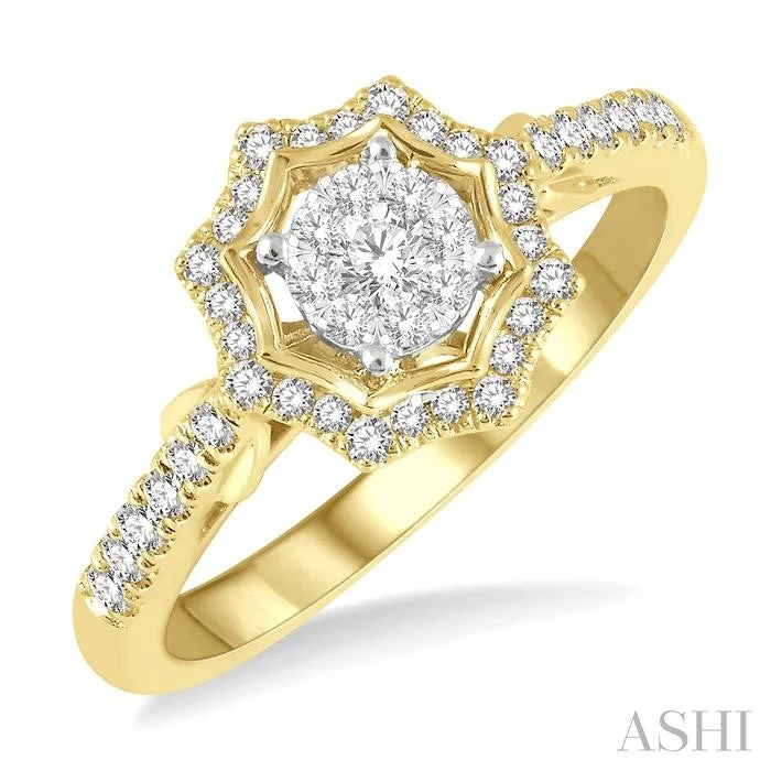 Ladies adjustable rings-ROUND SHAPE HALO LOVEBRIGHT DIAMOND FASHION RING