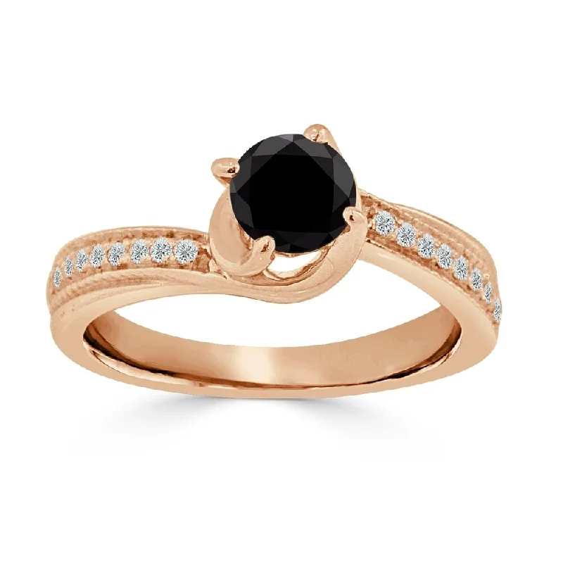 Ladies engagement rings with diamond-Auriya 14k Gold 3/4ctw Round Black Diamond Engagement Ring