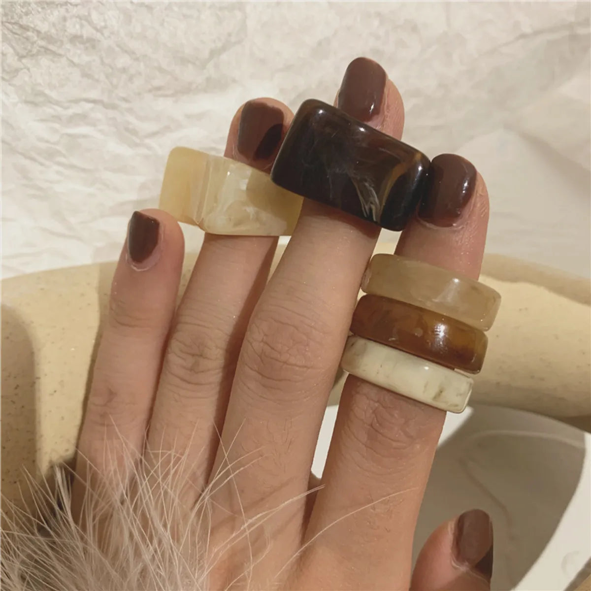 Ladies large statement rings-Simple Style Color Block Resin Women'S Rings