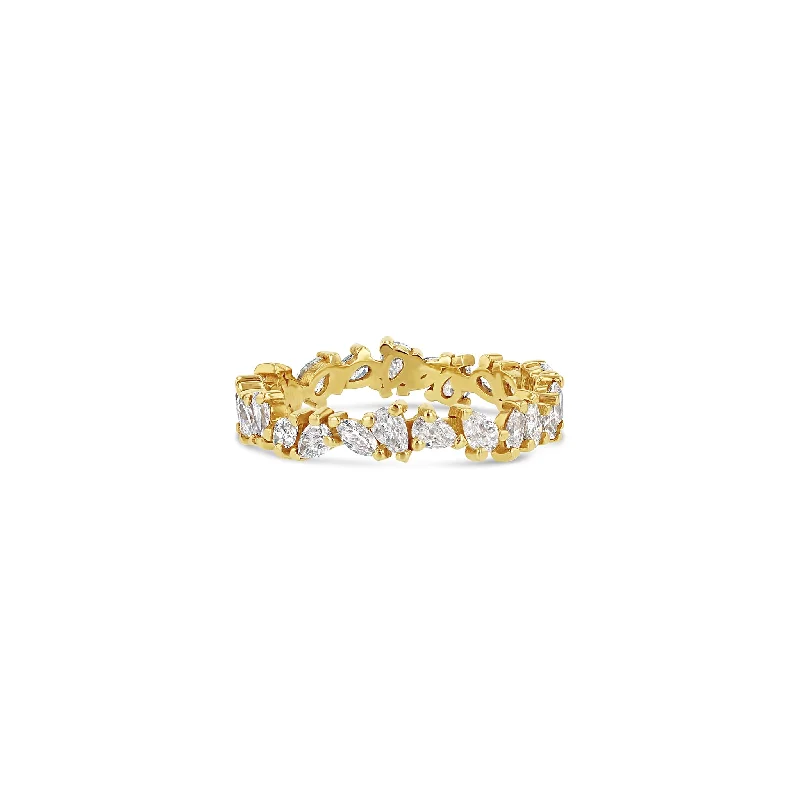 Ladies diamond wedding bands-Petite Marquise + Pear Eternity Ring