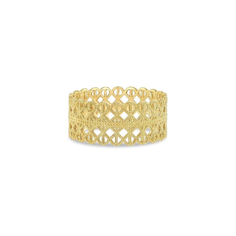 Ladies personalized rings-Lace Grid Ring