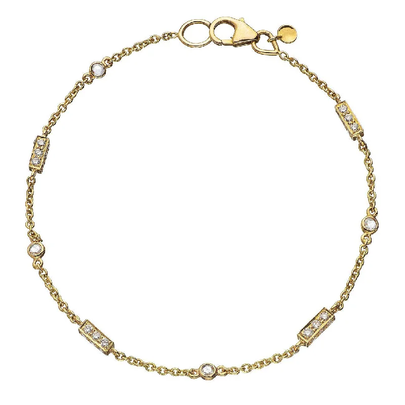 Ladies gold diamond bracelets-Barrel White Diamond Bracelet