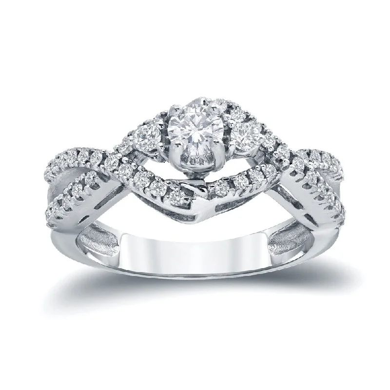 Ladies diamond halo engagement rings-Auriya 1/2ctw 3-Stone Infinity Diamond Engagement Ring 14k Gold (H-I, I1-I2)