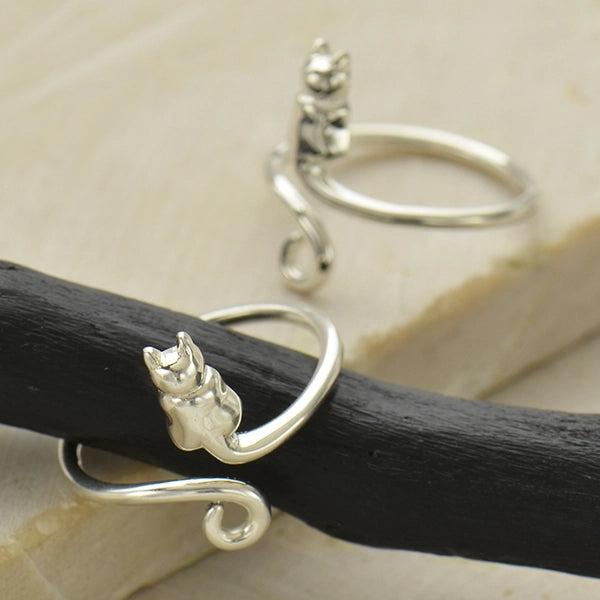 Ladies wedding rings with diamonds-Nina Designs Adjustable Cat Sterling Ring